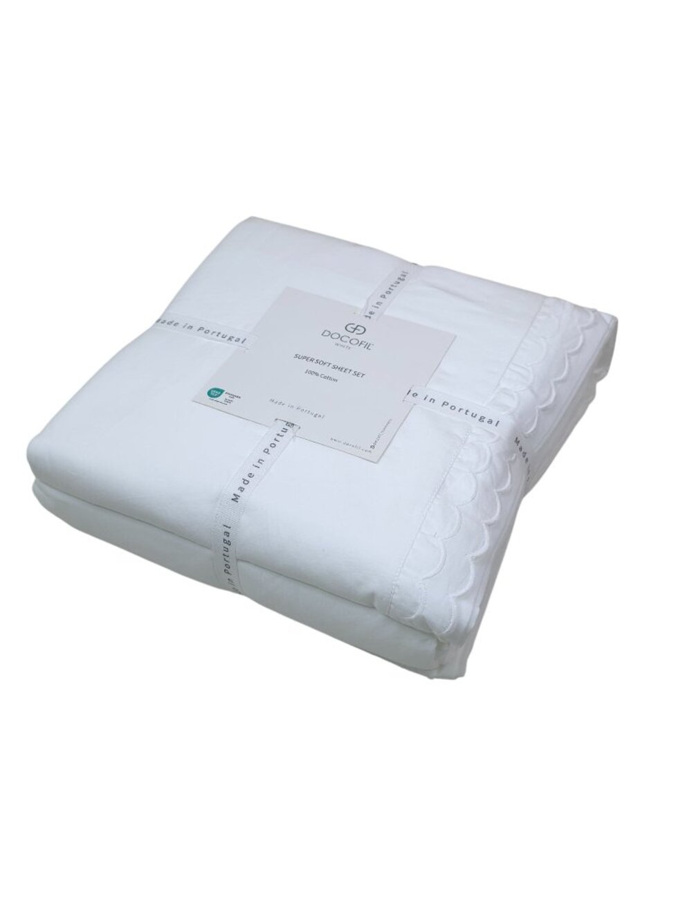 Docofil King Size Super Soft 100% Cotton Sheet Set Made In Portugal White